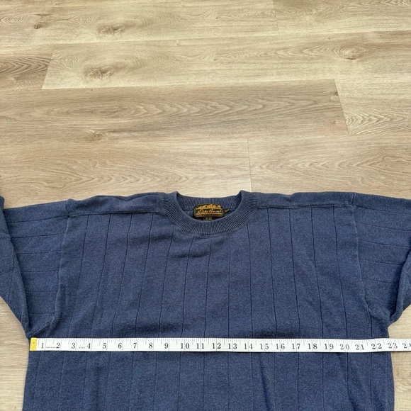 Men's Vintage Eddie Bauer Sweater Navy Blue Knit M Preppy Fisherman Greek City - Picture 3 of 7